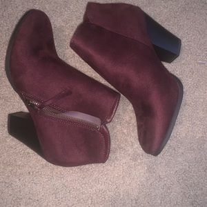 Never worn. Burgundy. Ankle Boots. Charlotte Russe